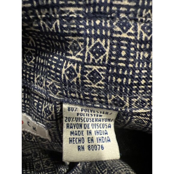 Robert Stock Mens Navy Blue And Tan Pattern Long Sleeve Button Shirt Size Large - Picture 7 of 9